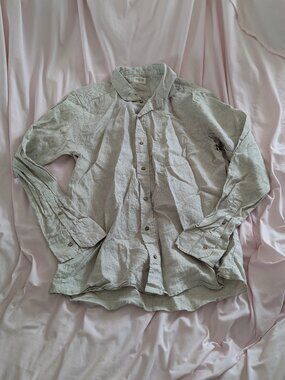 STEAM Tan Linen Long Sleeve Button Down Shirt L